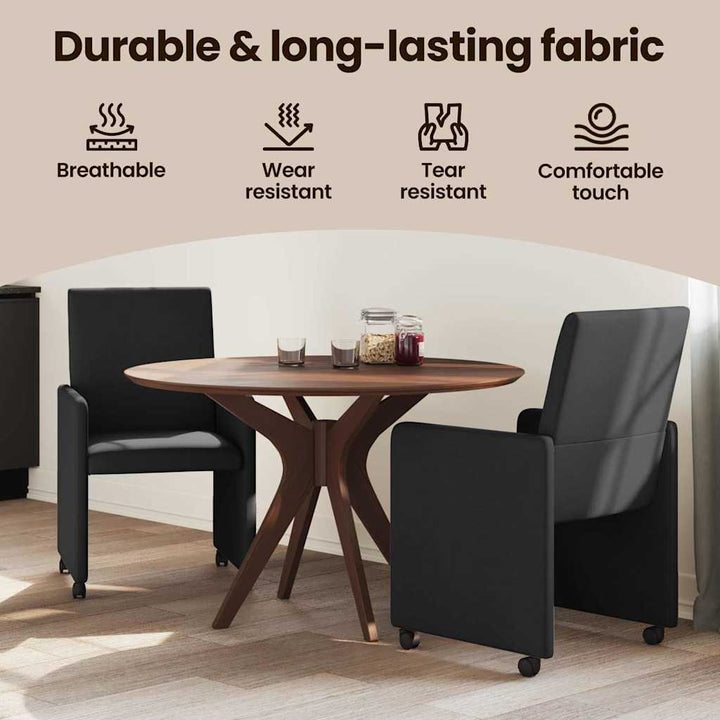 Spisebordsstole med hjul 2 pcs Sort 57 x 66 x 94 cm Stof