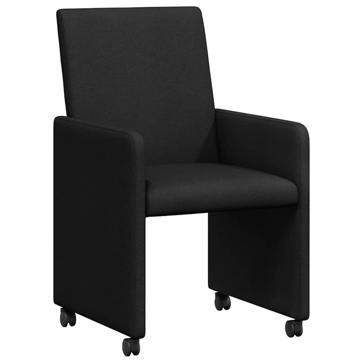 Spisebordsstole med hjul 2 stk. Stof Sort 57 x 66 x 94 cm