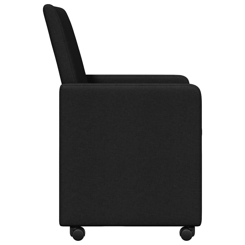 Spisebordsstole med hjul 2 pcs Sort 57 x 66 x 94 cm Stof