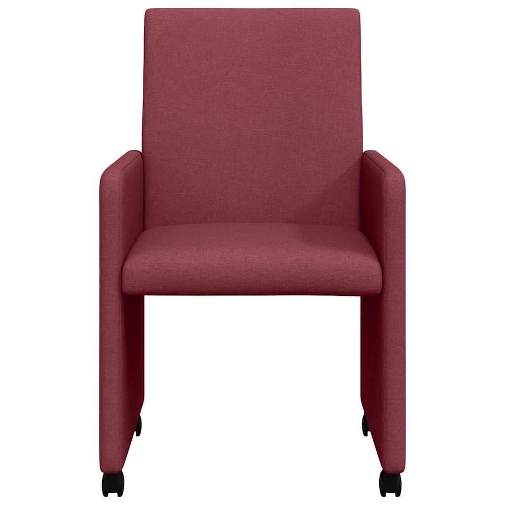 Spisebordsstole med hjul 2 pcs Vinrød 57 x 66 x 94 cm Stof