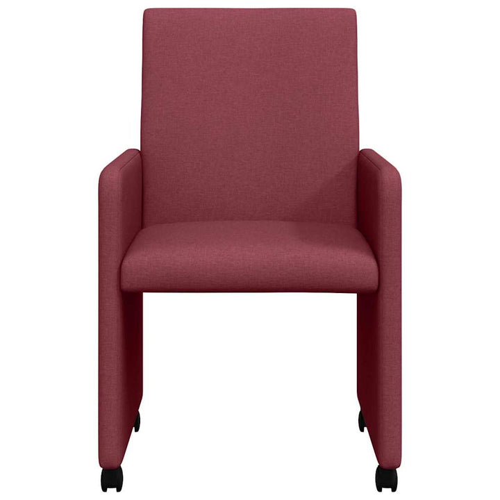 Spisebordsstole med hjul 2 pcs Vinrød 57 x 66 x 94 cm Stof