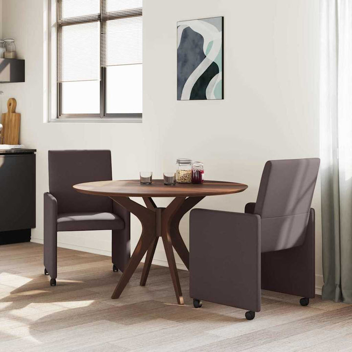 Spisebordsstole med hjul 2 stk. Stof Mørk Brun 57 x 66 x 94 cm