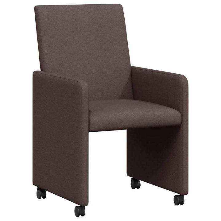 Spisebordsstole med hjul 2 pcs Mørk Brun 57 x 66 x 94 cm Stof