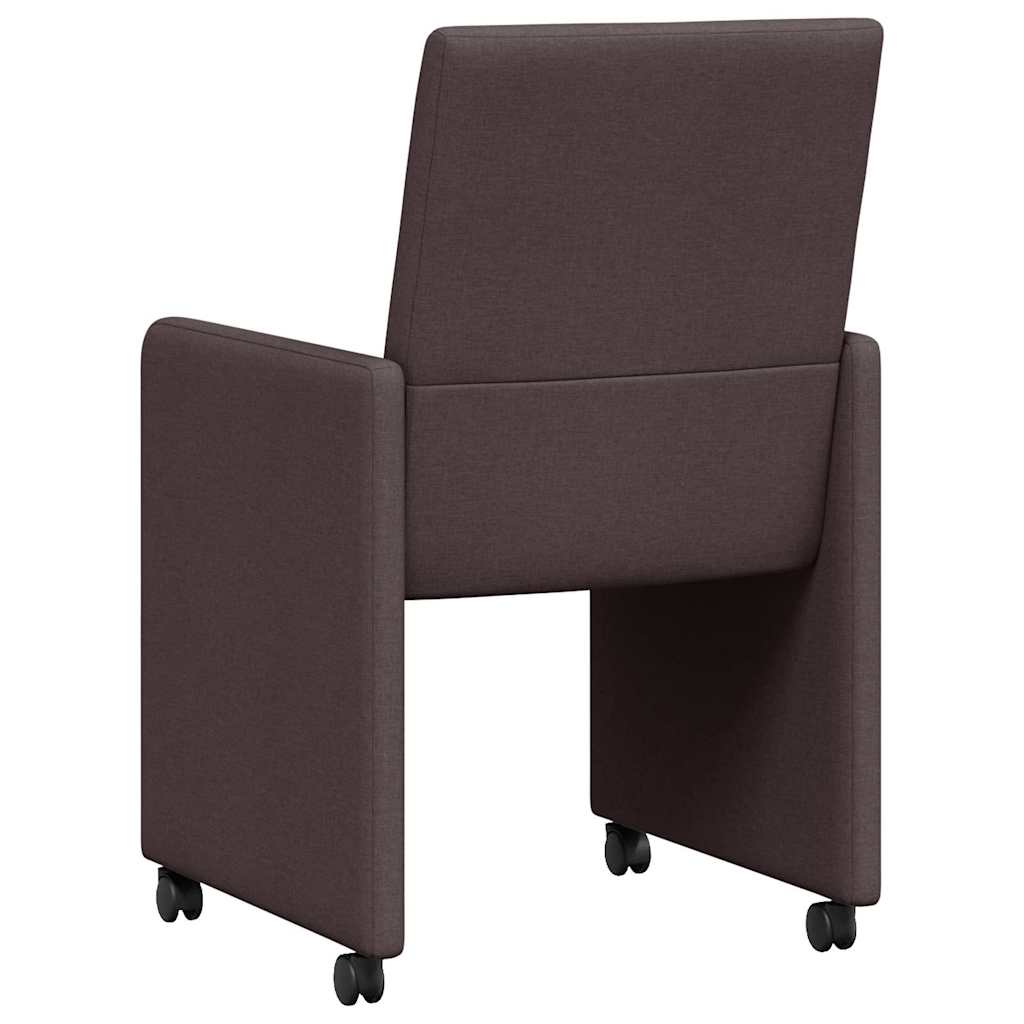Spisebordsstole med hjul 2 pcs Mørk Brun 57 x 66 x 94 cm Stof