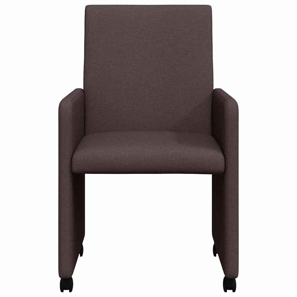 Spisebordsstole med hjul 2 pcs Mørk Brun 57 x 66 x 94 cm Stof