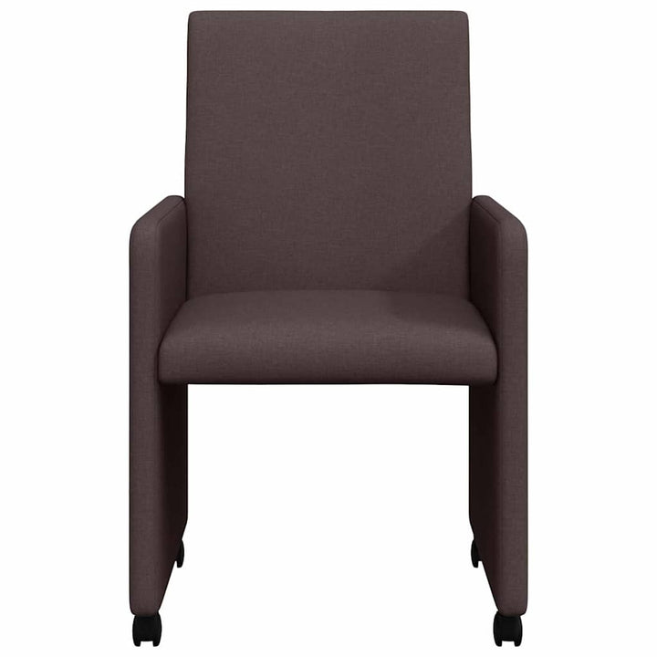 Spisebordsstole med hjul 2 pcs Mørk Brun 57 x 66 x 94 cm Stof