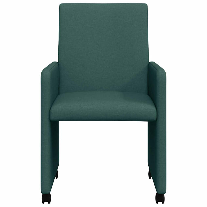 Spisebordsstole med hjul 2 pcs Mørkegrøn 57 x 66 x 94 cm Stof