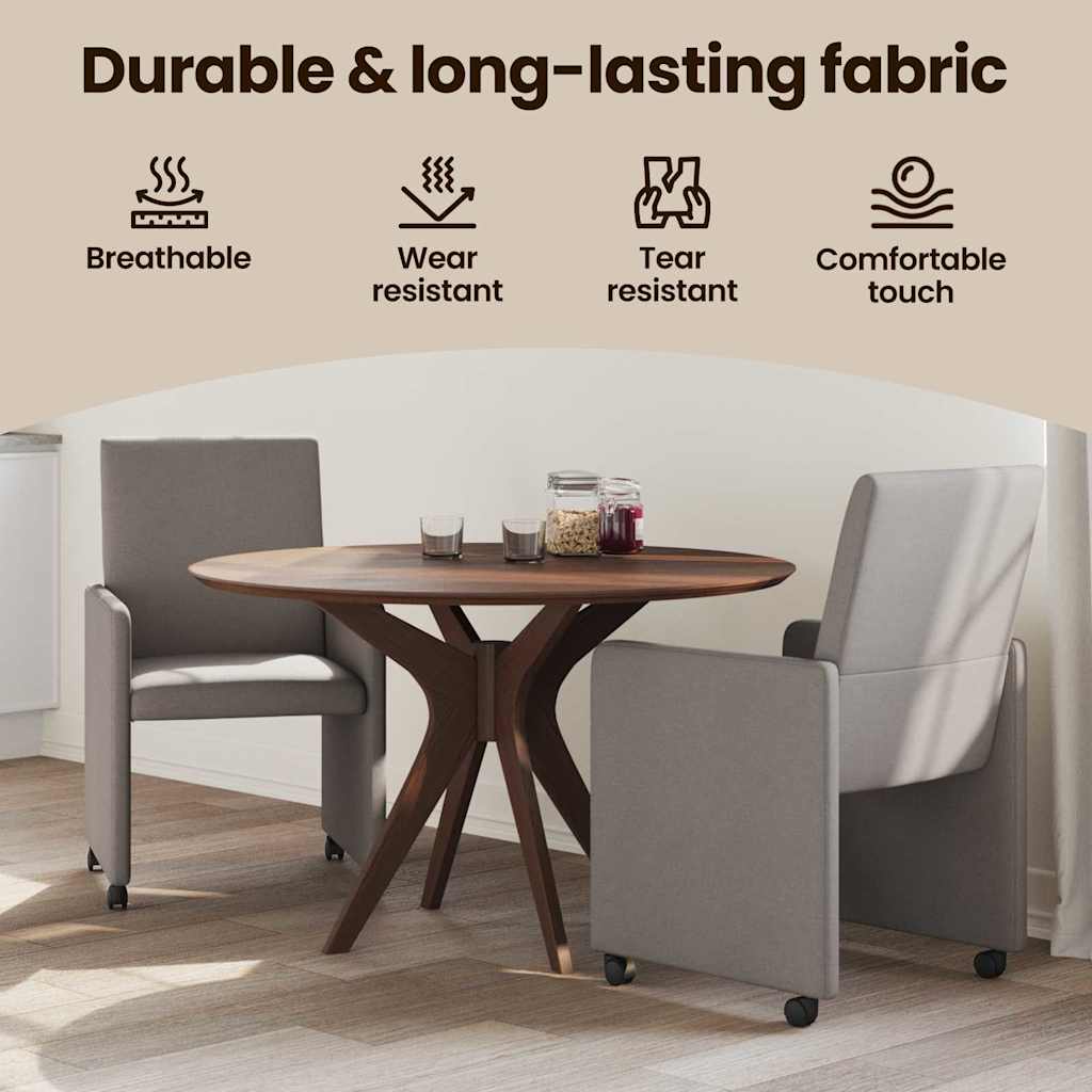 Spisebordsstole med hjul 2 pcs Gråbrun 57 x 66 x 94 cm Stof