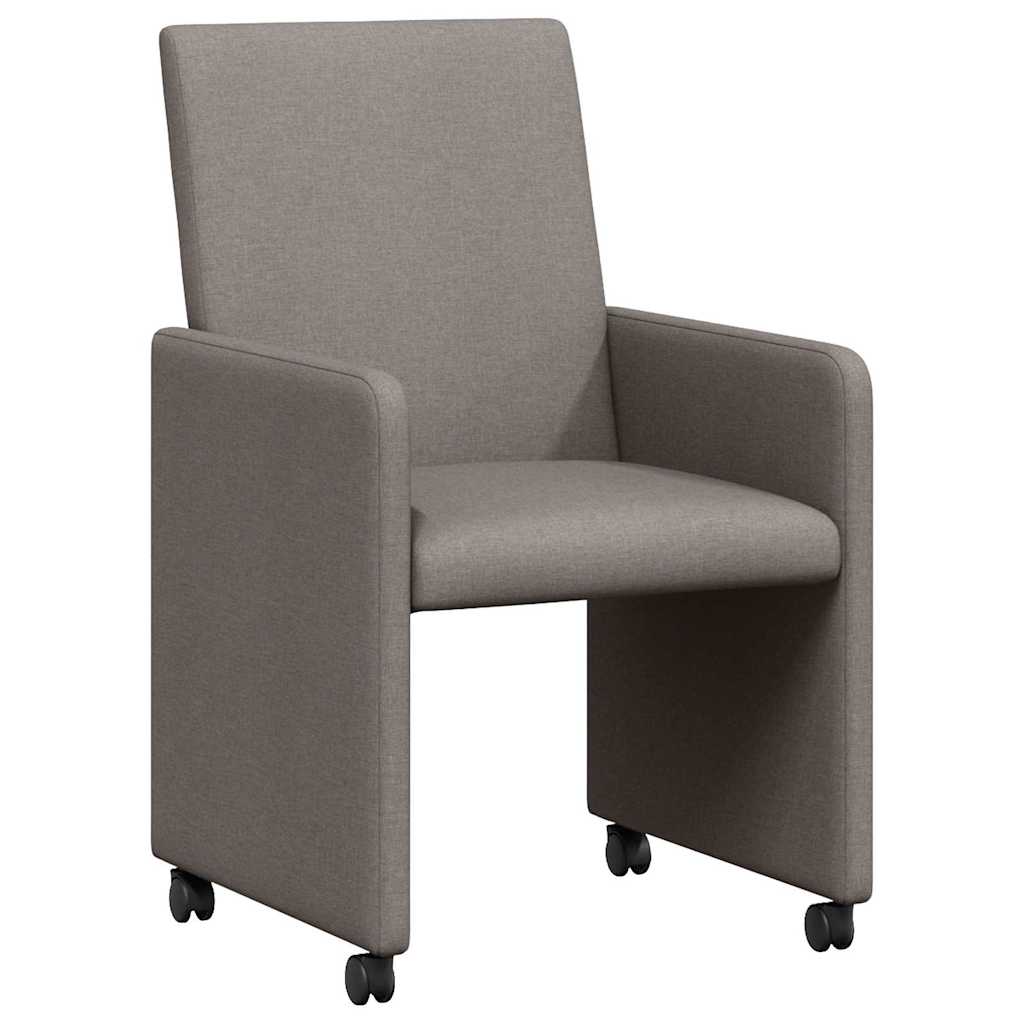Spisebordsstole med hjul 2 stk. Stof Gråbrun 57 x 66 x 94 cm