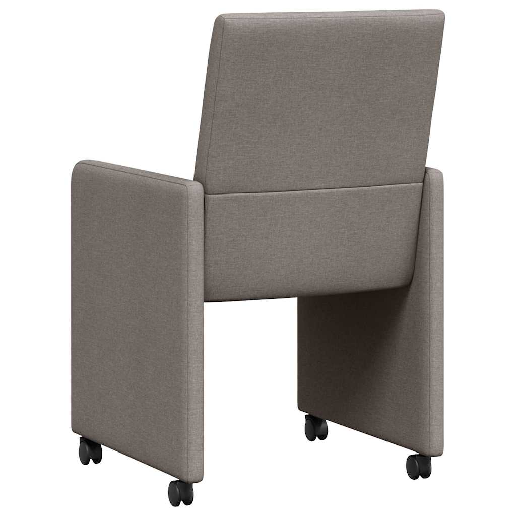 Spisebordsstole med hjul 2 pcs Gråbrun 57 x 66 x 94 cm Stof
