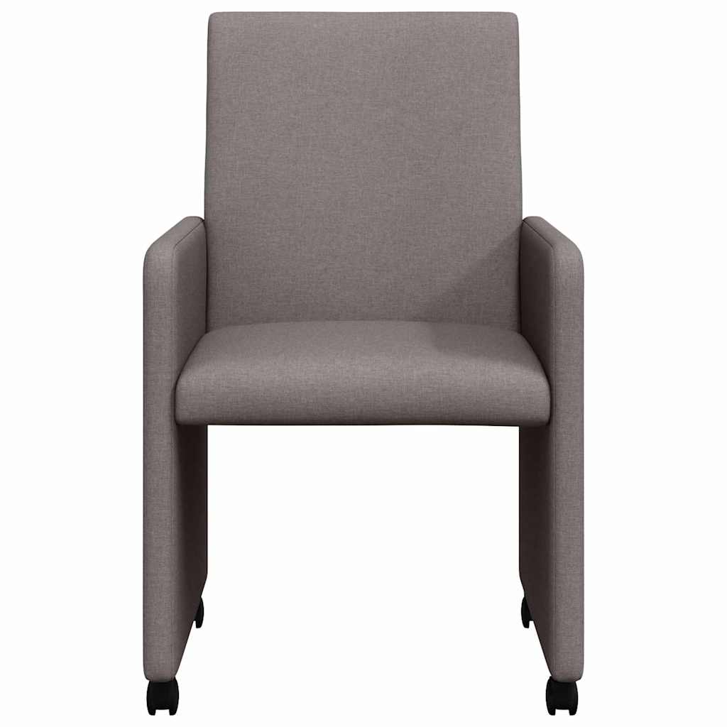 Spisebordsstole med hjul 2 pcs Gråbrun 57 x 66 x 94 cm Stof