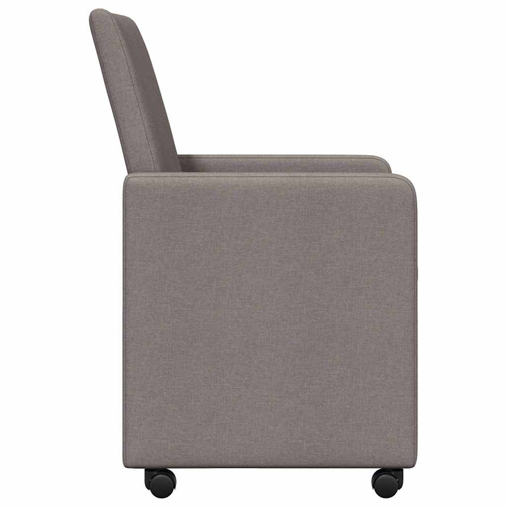 Spisebordsstole med hjul 2 pcs Gråbrun 57 x 66 x 94 cm Stof