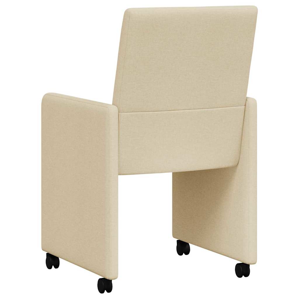 Spisebordsstole med hjul 2 pcs Creme 57 x 66 x 94 cm Stof