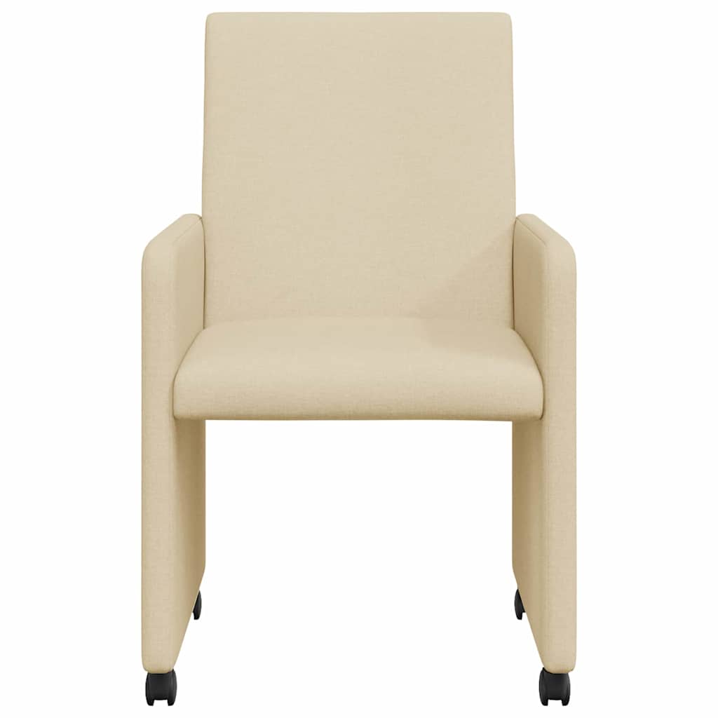 Spisebordsstole med hjul 2 pcs Creme 57 x 66 x 94 cm Stof