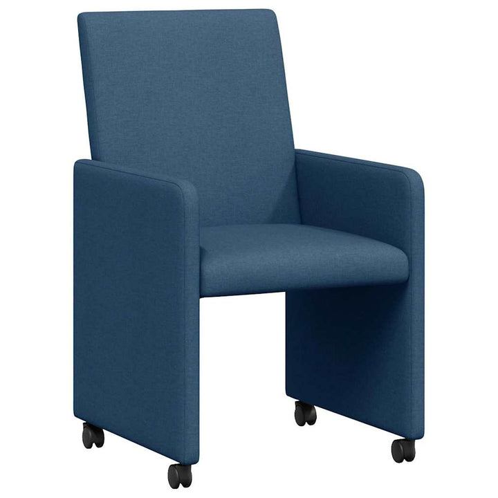 Spisebordsstole med hjul 2 pcs Blå 57 x 66 x 94 cm Stof