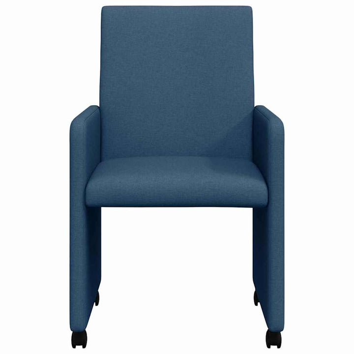 Spisebordsstole med hjul 2 pcs Blå 57 x 66 x 94 cm Stof
