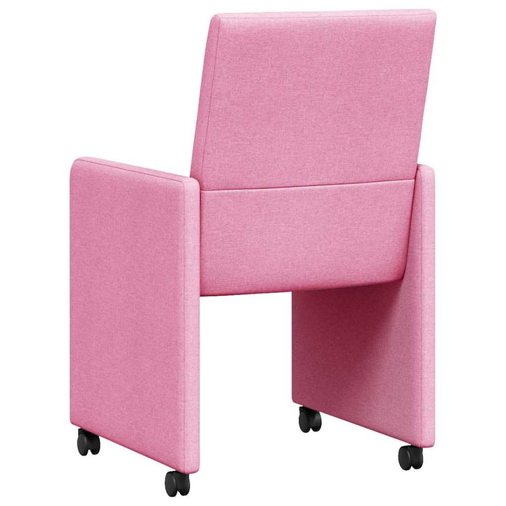Spisebordsstole med hjul 2 pcs Lyserød 57 x 66 x 94 cm Stof