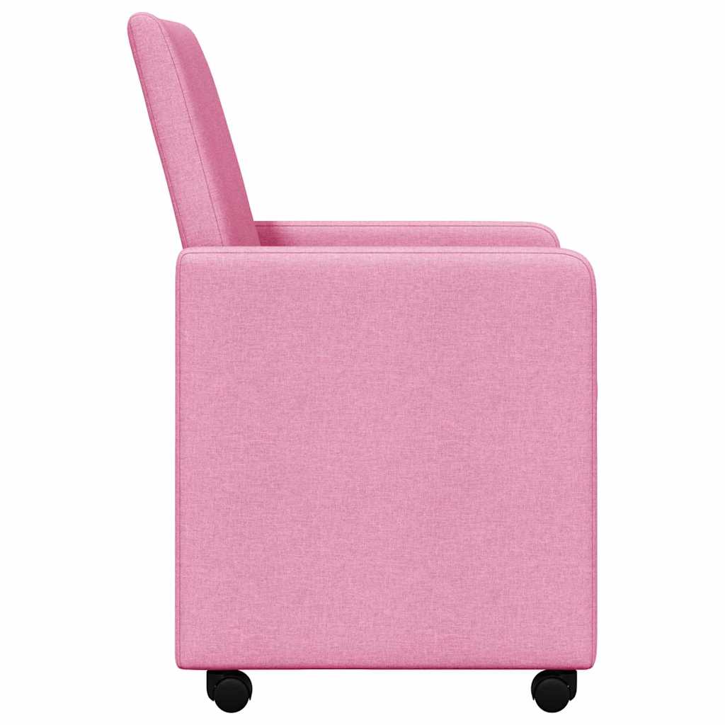 Spisebordsstole med hjul 2 pcs Lyserød 57 x 66 x 94 cm Stof
