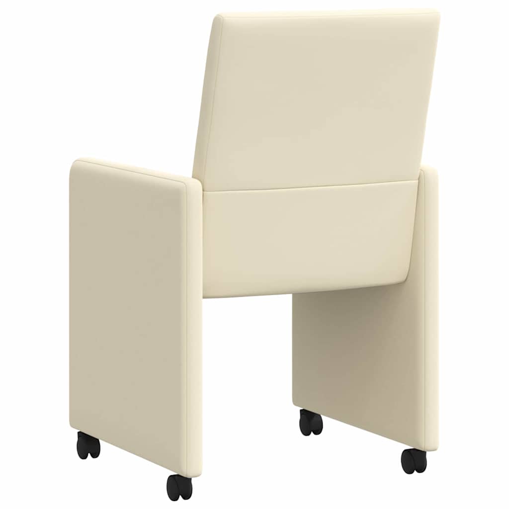 Spisebordsstole med hjul 2 pcs Creme 57 x 66 x 94 cm Kunstlæder