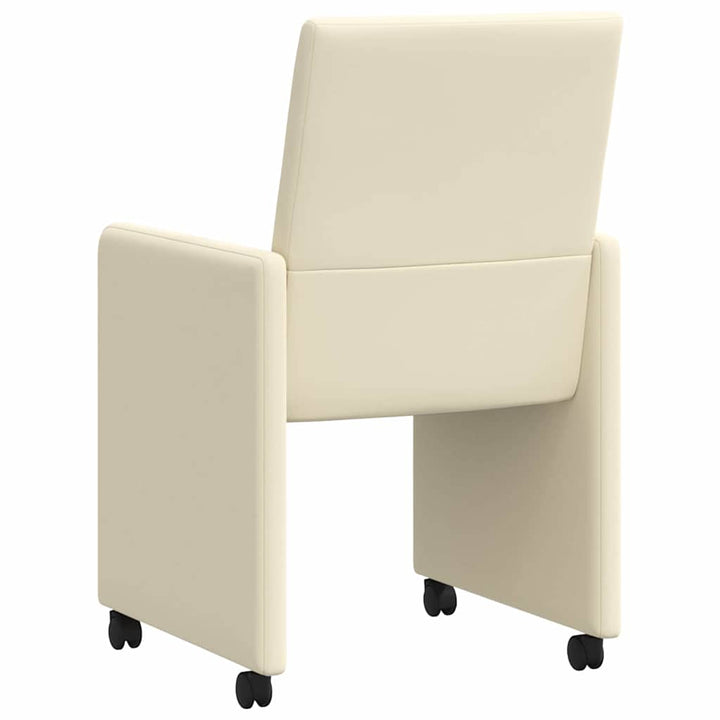Spisebordsstole med hjul 2 pcs Creme 57 x 66 x 94 cm Kunstlæder