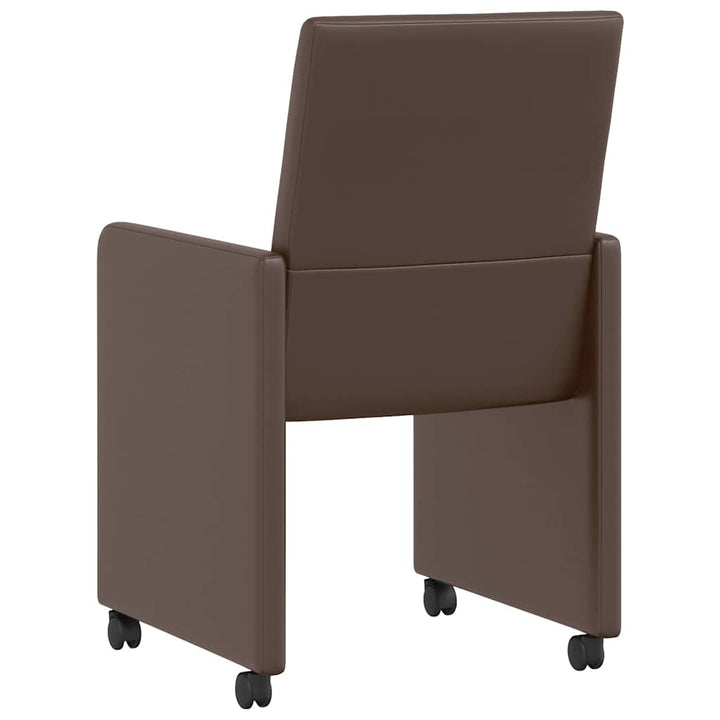 Spisebordsstole med hjul 2 stk. Kunstlæder Brun 57 x 66 x 94 cm