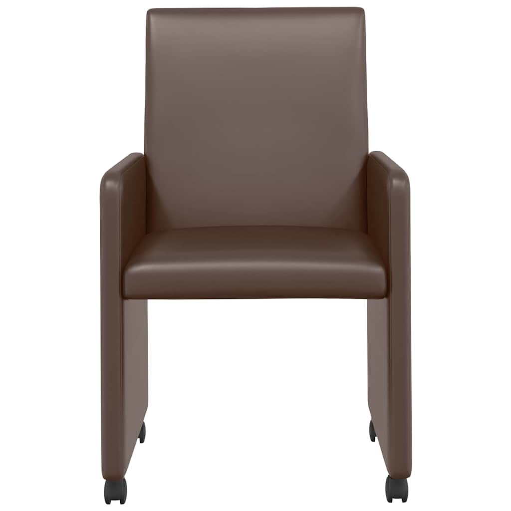 Spisebordsstole med hjul 2 pcs Brun 57 x 66 x 94 cm Kunstlæder