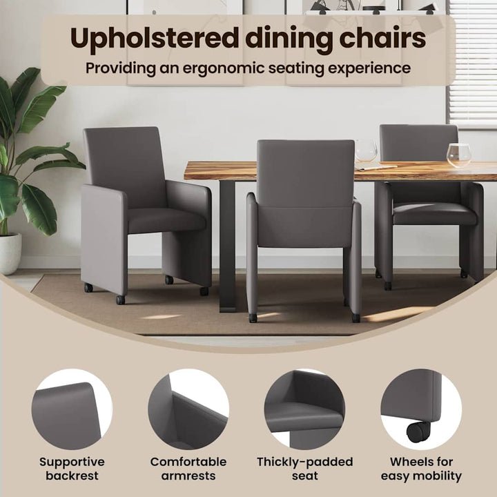 Spisebordsstole med hjul 2 pcs Grå 57 x 66 x 94 cm Kunstlæder