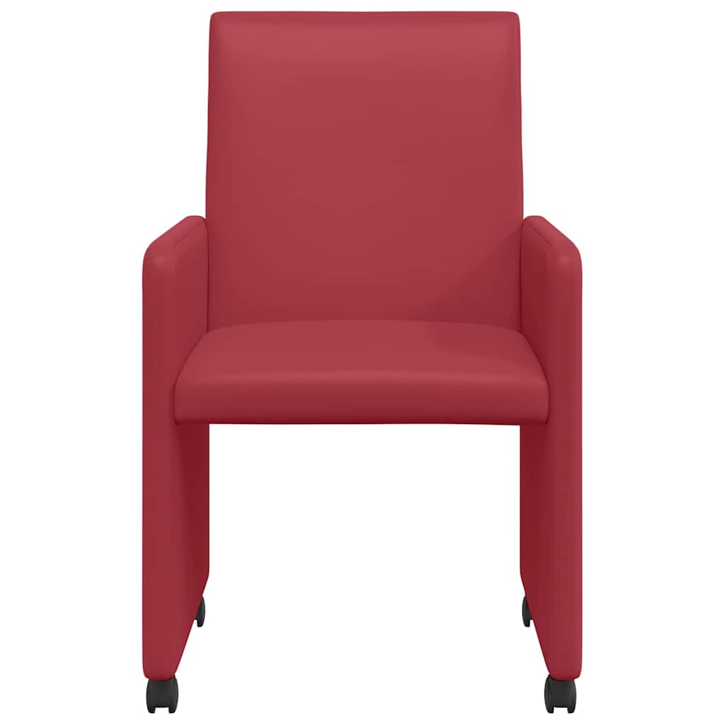 Spisebordsstole med hjul med hjul 2 pcs Vinrød 57 x 66 x 94 cm