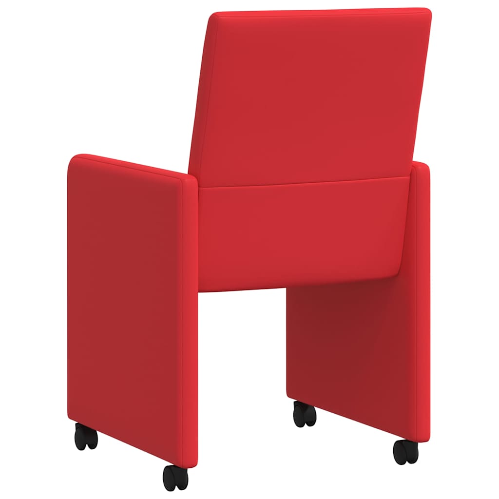 Spisebordsstole med hjul 2 pcs Rød 57 x 66 x 94 cm Kunstlæder