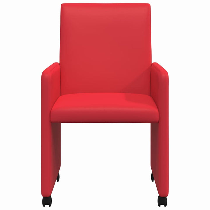 Spisebordsstole med hjul 2 stk. Kunstlæder Rød 57 x 66 x 94 cm