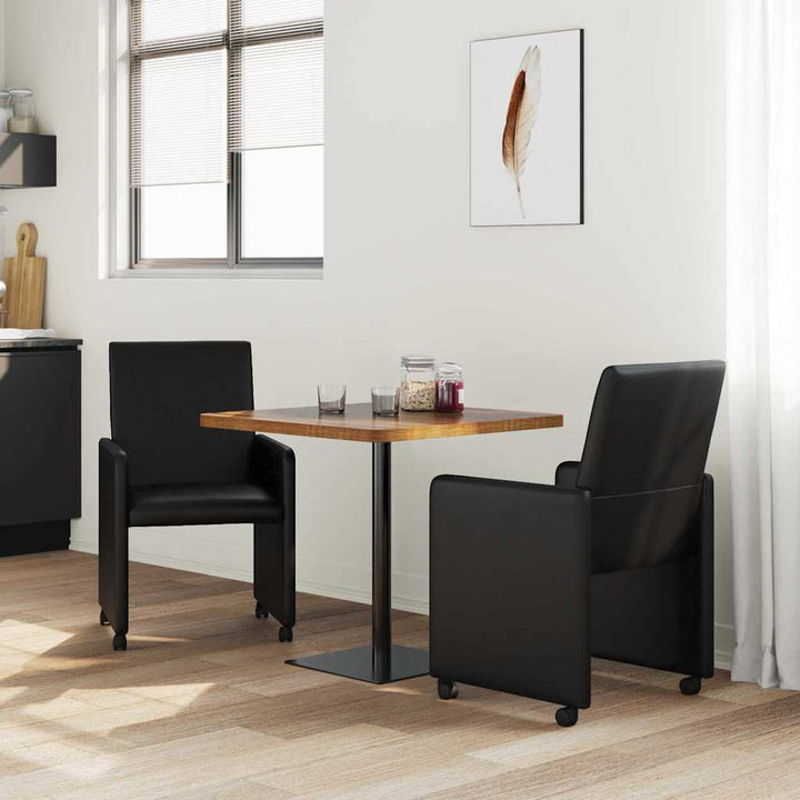 Spisebordsstole med hjul 2 stk. Kunstlæder Sort 57 x 66 x 94 cm