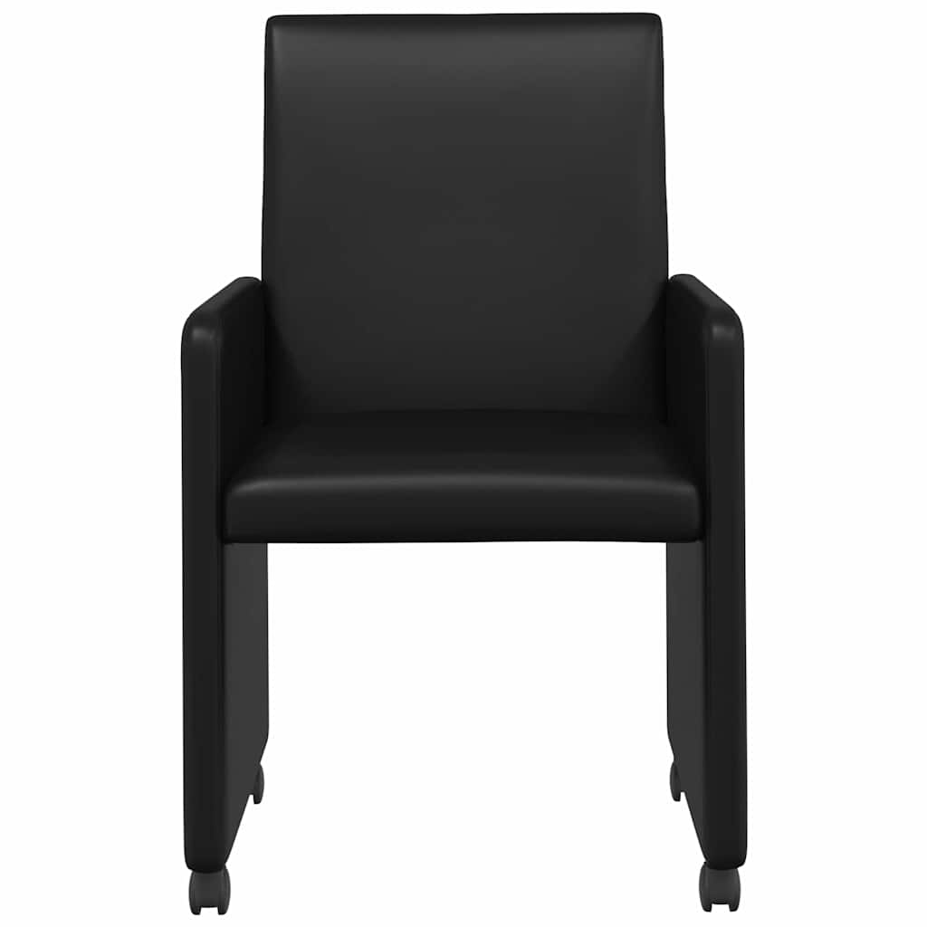Spisebordsstole med hjul 2 pcs Sort 57 x 66 x 94 cm Kunstlæder