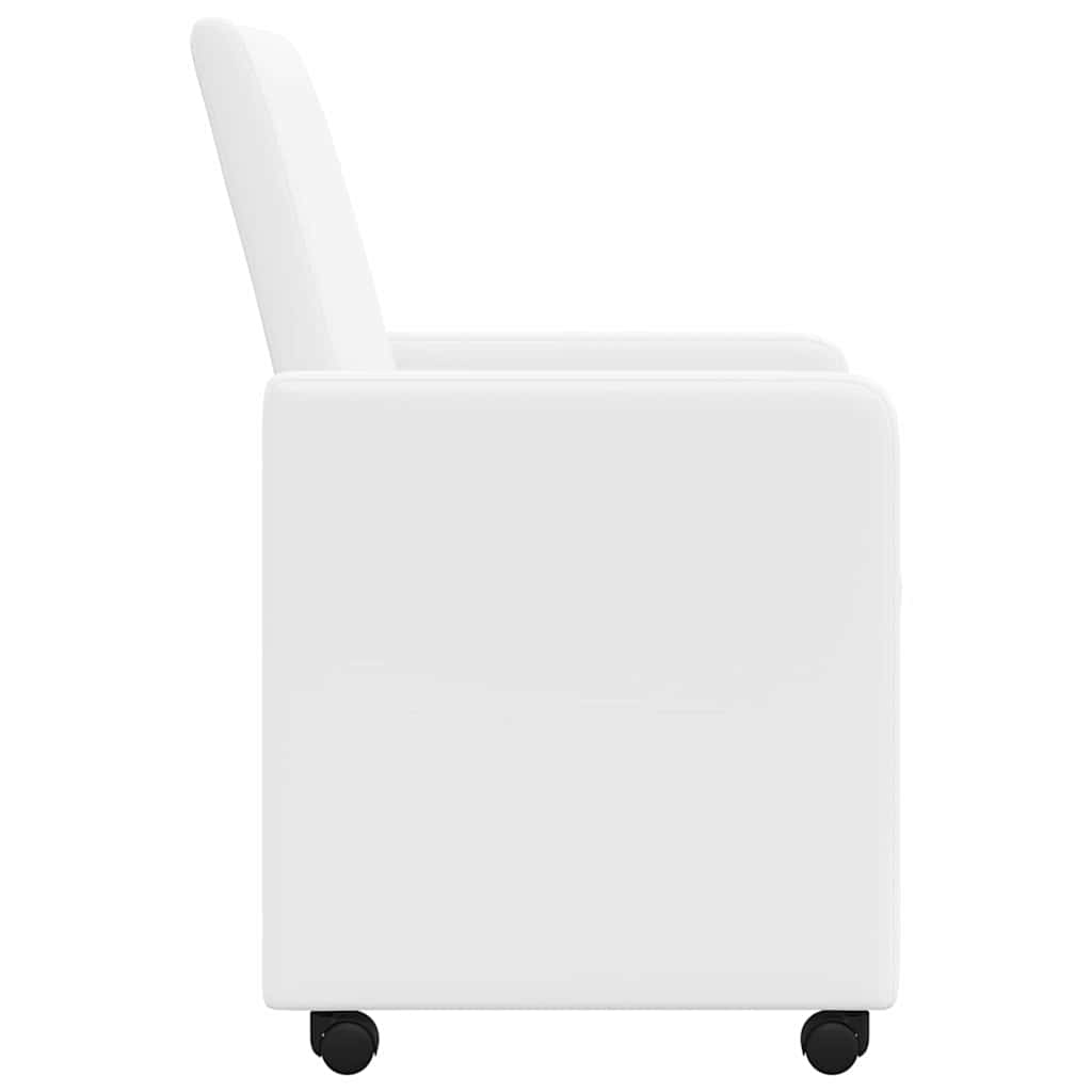 Spisebordsstole med hjul 2 pcs Hvid 57 x 66 x 94 cm Kunstlæder