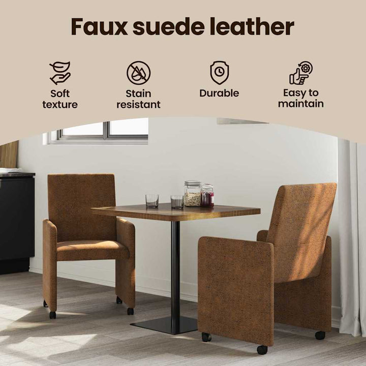 Spisebordsstole med hjul med hjul 2 pcs Brun 57 x 66 x 94 cm