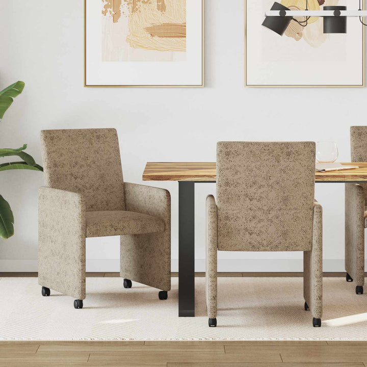 Spisebordsstole med hjul 2 stk. Faux suede læder Lysegrå
