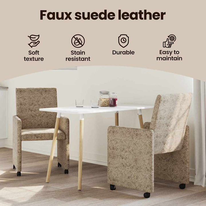Spisebordsstole med hjul med hjul 2 pcs Lysegrå 57 x 66 x 94 cm