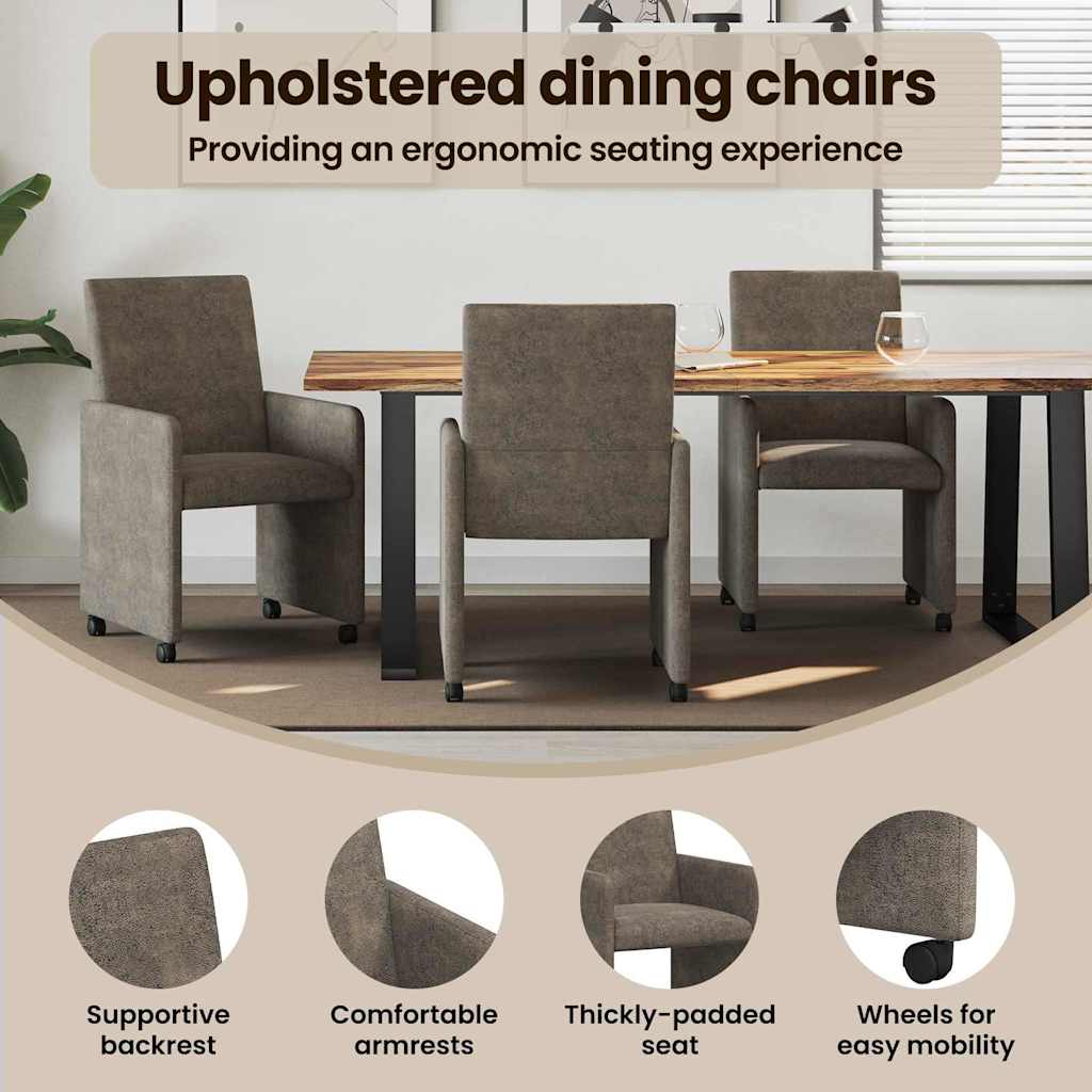 Spisebordsstole med hjul 2 pcs Mørkegrå 57 x 66 x 94 cm