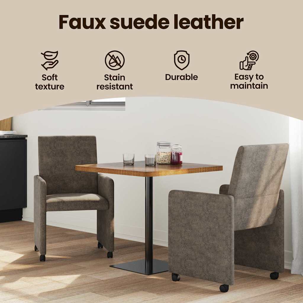 Spisebordsstole med hjul 2 pcs Mørkegrå 57 x 66 x 94 cm