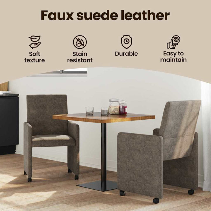 Spisebordsstole med hjul 2 pcs Mørkegrå 57 x 66 x 94 cm