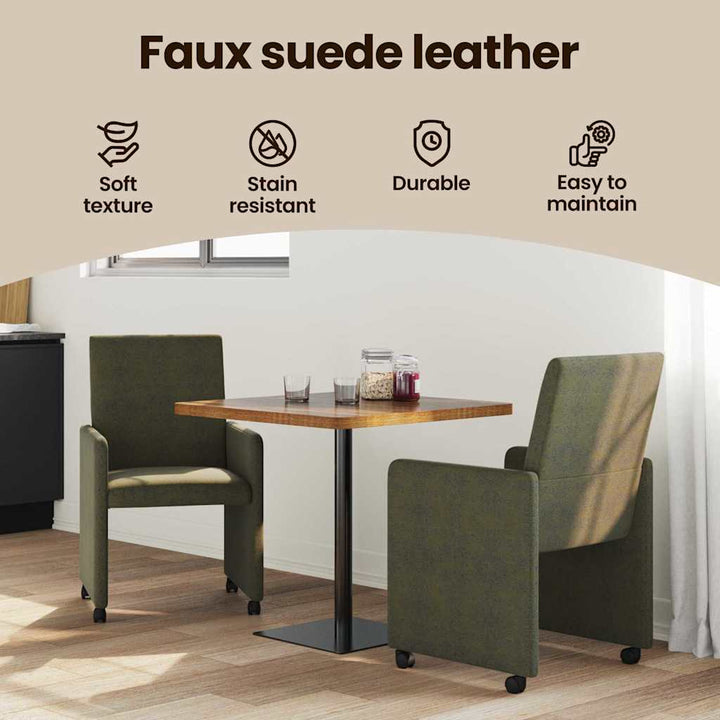 Spisebordsstole med hjul 2 pcs Army grøn 57 x 66 x 94 cm