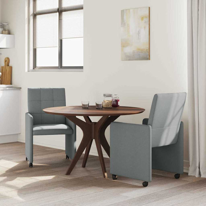 Spisebordsstole med hjul 2 pcs Lysegrå 58 x 65 x 94 cm Stof