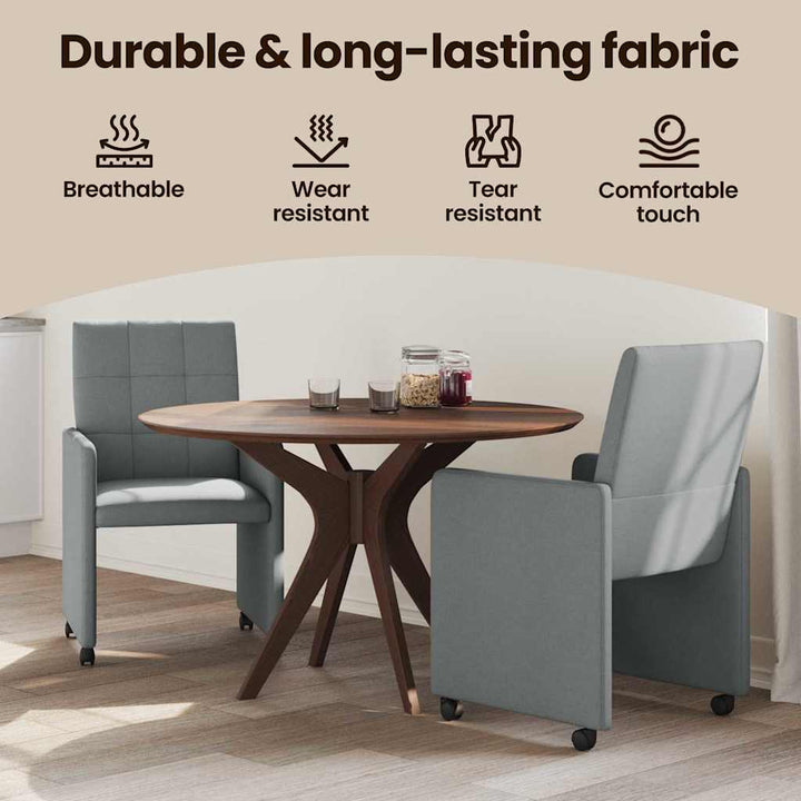 Spisebordsstole med hjul 2 pcs Lysegrå 58 x 65 x 94 cm Stof