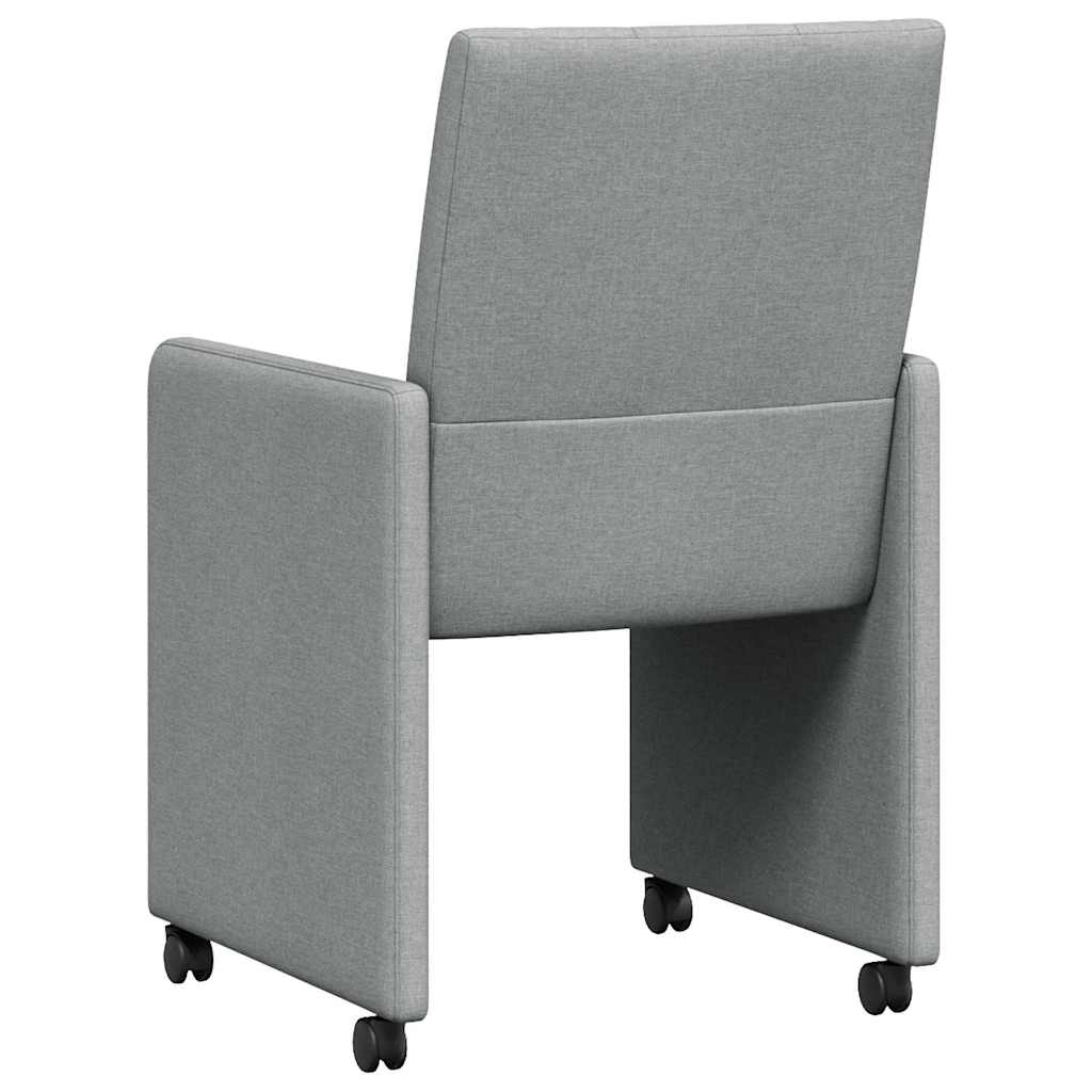Spisebordsstole med hjul 2 pcs Lysegrå 58 x 65 x 94 cm Stof