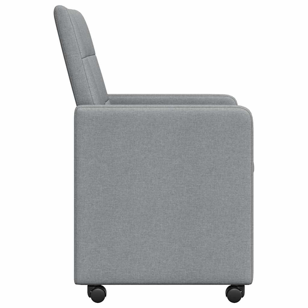 Spisebordsstole med hjul 2 pcs Lysegrå 58 x 65 x 94 cm Stof