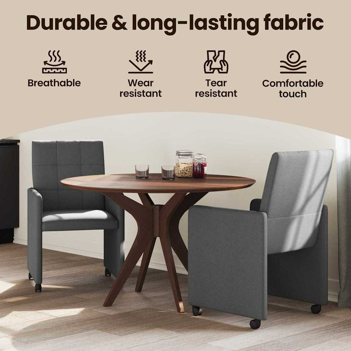 Spisebordsstole med hjul 2 pcs Mørkegrå 58 x 65 x 94 cm Stof