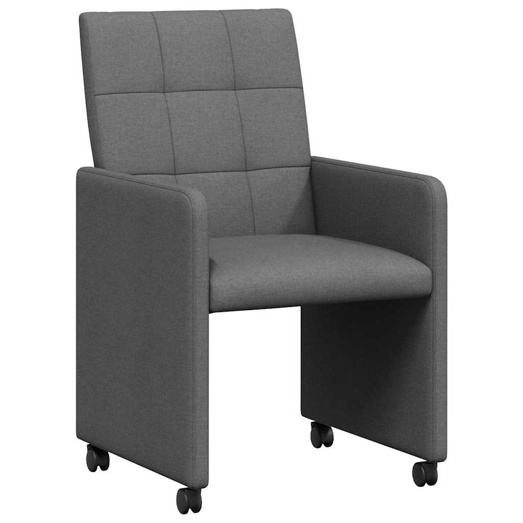 Spisebordsstole med hjul 2 pcs Mørkegrå 58 x 65 x 94 cm Stof
