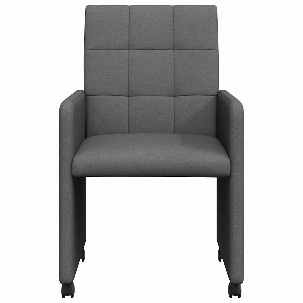 Spisebordsstole med hjul 2 pcs Mørkegrå 58 x 65 x 94 cm Stof