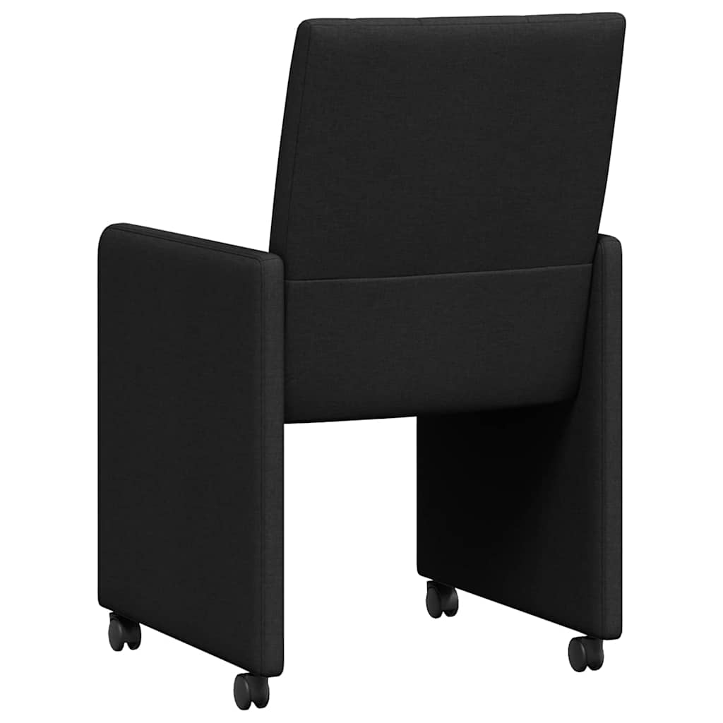 Spisebordsstole med hjul 2 pcs Sort 58 x 65 x 94 cm Stof