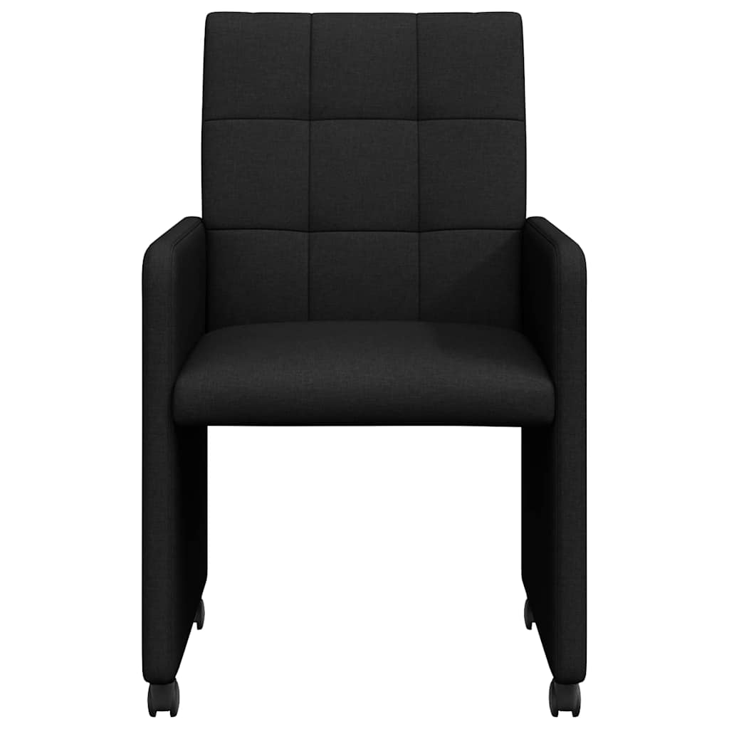 Spisebordsstole med hjul 2 pcs Sort 58 x 65 x 94 cm Stof