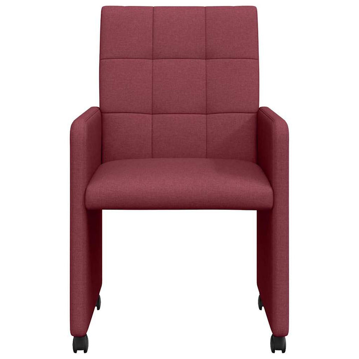 Spisebordsstole med hjul 2 pcs Vinrød 58 x 65 x 94 cm Stof